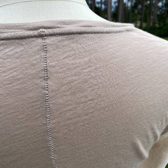 Madewell Whisper Long Sleeve Crewneck Multicolor Tee Tan & Cream Colorblock-S - Picture 10 of 14